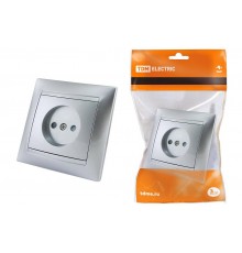 Розетка 2П 10А 250В с защ. шт. серебр. металлик "Лама"   SQ1815-0210  TDM