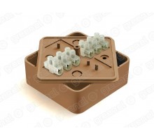 Коробка распределительная для о/п 75х75х28мм с клеммной колодкой ЗВИ-5 (1,5-4мм2) 6 клемм, IP40, цвет -ОРЕХ (80шт)  GE41216-14  GREENEL