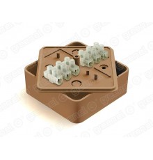 Коробка распределительная для о/п 75х75х28мм с клеммной колодкой ЗВИ-5 (1,5-4мм2) 6 клемм, IP40, цвет -ОРЕХ (80шт)  GE41216-14  GREENEL