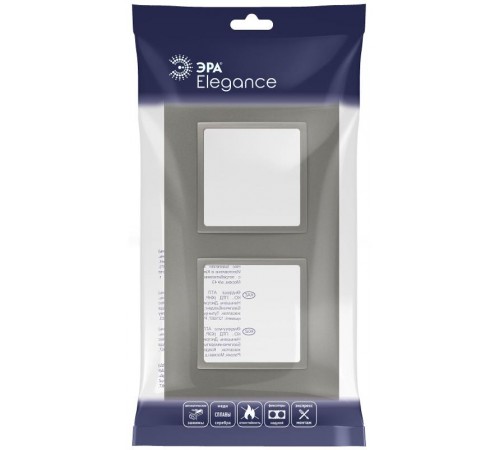 Рамка для розеток и выключателей Elegance 14-5012-16 Classic, на 2 поста, титан  Б0065825  ЭРА