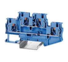 Клемма двухуровневая, зажим push-in, 4 точки подключения, 4 кв.мм, синяя  VPRTT-4-BU  DKC