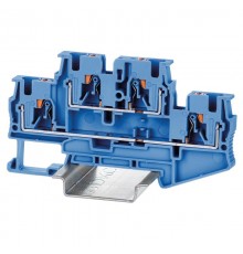 Клемма двухуровневая, зажим push-in, 4 точки подключения, 4 кв.мм, синяя  VPRTT-4-BU  DKC