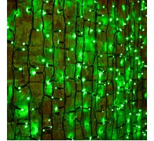 Гирлянда "Светодиодный Дождь" 2х1,5м, постоянное свечение, черный провод "КАУЧУК", 230 В, диоды ЗЕЛЕНЫЕ, 360 LED  237-124  NEON-NIGHT