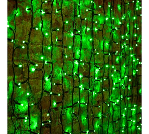 Гирлянда "Светодиодный Дождь" 2х1,5м, постоянное свечение, черный провод "КАУЧУК", 230 В, диоды ЗЕЛЕНЫЕ, 360 LED  237-124  NEON-NIGHT
