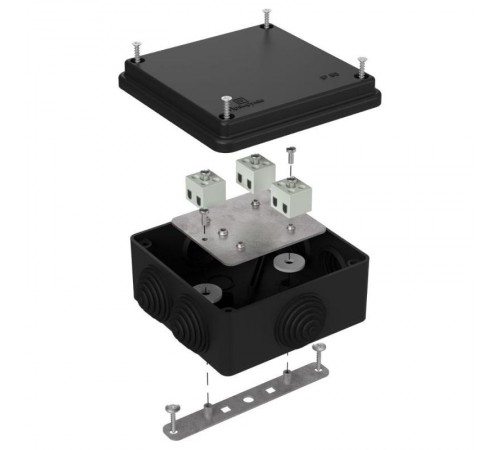 Коробка огнестойкая для о/п 40-0300-FR1.5-6 Е15-Е120 RAL9005 100х100х50 (14 шт/кор) черная  40-0300-9005-FR1.5-6  Промрукав
