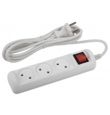 U-3s-3m-2x1 Удлин-ль без заземл, с выкл, 3гн, 3м, ПВС, 2х1мм2, 10А (20/720)  Б0044050  ЭРА