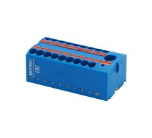 Блок распределительный, зажим push-in, 1 ввод 6 кв.мм, 18 точек подключения 2,5 кв.мм, синий  DTP1-118-104SPUB  DKC