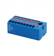 Блок распределительный, зажим push-in, 1 ввод 6 кв.мм, 18 точек подключения 2,5 кв.мм, синий  DTP1-118-104SPUB  DKC