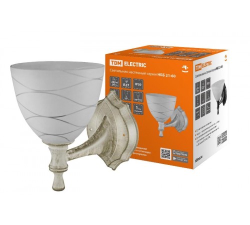 Светильник НББ 21-60-1411 УХЛ4 (белый под золото, плафон конус "линии")  SQ0370-0205  TDM