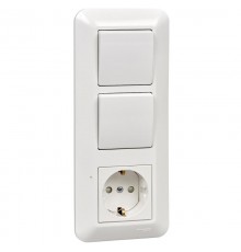 Blanca Белый С/У Блок: Розетка с заземлением с защитными шторками +Выключатель 1-клавишный+Выключатель 1-клавишный 193x81x53 мм BK2VR-008V-B SE
