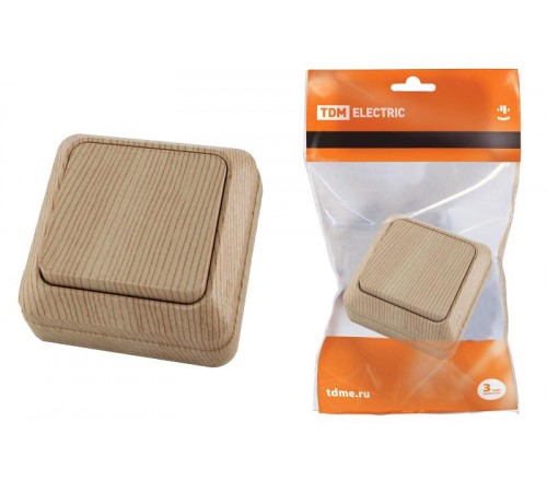 Выключатель 1-кл. открытой установки IP20 10А, сосна "Ладога"   SQ1801-0043  TDM