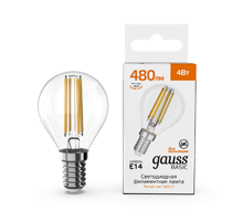 Лампа светодиодная   Basic Filament Шар 4W 480lm 3000K E14 LED 1/10/50  50512142  Gauss