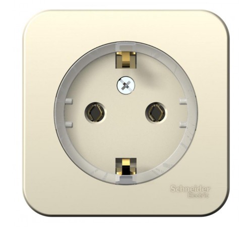 Blanca Молочный О/У с изолирующей пластиной Розетка с заземлением без шторок,(тонкая) 16А, 250В  BLNRA110112  SE