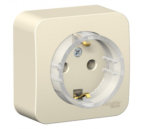 Blanca Молочный О/У с изолирующей пластиной Розетка с заземлением без шторок,(тонкая) 16А, 250В  BLNRA110112  SE