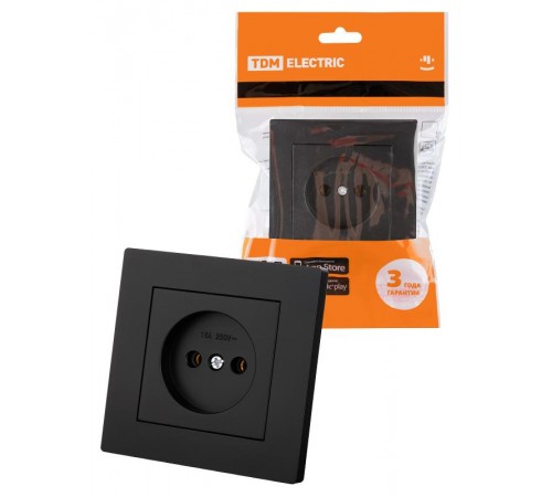 Розетка 2П 10А 250В черная "Сенеж"  SQ1816-0270  TDM
