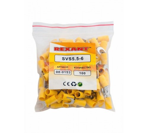 Наконечник вилочный изолированный 6.5 мм 4-6 мм  (НВи 6.0-6 / НВи 5,5-6) желтый  08-0153  REXANT