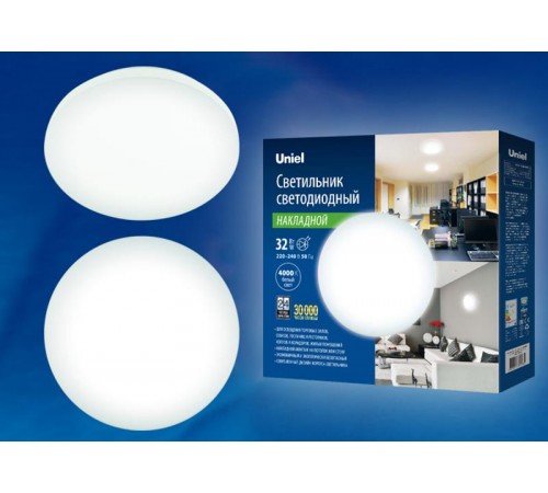 Светильник светодиодный накладной круг ULI-B311 32W/NW/38 RONDA круг 4000K 2200Лм. Диаметр 380мм. белый  UL-00003368  Uniel