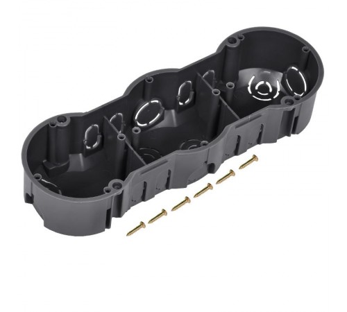 Коробка установочная 212х70х45 трехместная КМ40009 с саморезами  UKT30-212-070-045  IEK