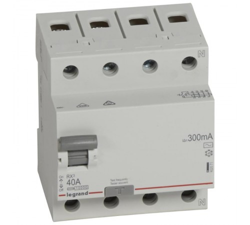 Выключатель дифференциальный (УЗО) RX3 4п 40А 300мА тип AC  402071  Legrand