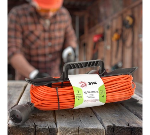 Удлинитель силовой ЭРА UFx-1-2x1.5-50m-IP44 на рамке б/з 1 гн 40м ПВС 2х1.5  Б0046823  ЭРА