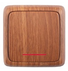 Выключатель открытой установки, одноклавишный, с индикацией, цвет дуб  ВА16-112-05  HEGEL