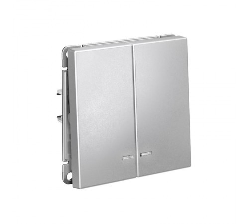 ArtGallery Алюминий Выключатель 2-клавишный с подсветкой, сх.5а, 10АХ, механизм  GAL000353  SE