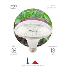 Светильник светодиодный для растений FITO-18W-RB-E27 (30/840)  Б0049533  ЭРА