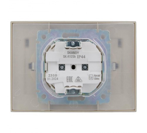 SKANDY Розетка 2-местная с кр. 16А в сб IP44 SK-R12Sh шампань  SK-R26-16-44-K37-F  IEK