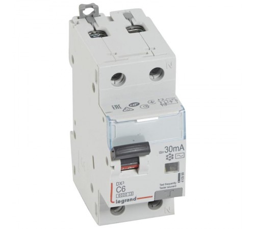Выключатель автоматический дифференциального тока DX3 1п+N 6А C 30мА тип AC  410999  Legrand