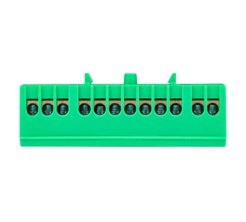 Шина "0" PE (6х9мм) 12 отверстий латунь зеленый изолированный корпус на DIN-рейку EKF PROxima  sn0-63-12-ig  EKF