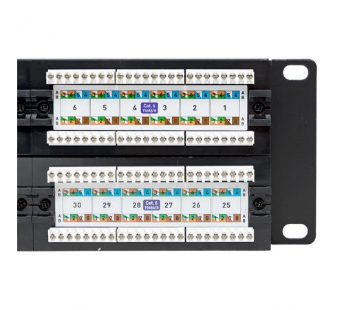 Патч-панель TERACOM PRO 19'' Cat.6 2U неэкранированная UTP 48 портов RJ-45 Dual IDC  TRP-PPNL-6UTP-2U48  EKF