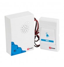 Звонок проводной на батарейках (бел.-голуб. 36 мелод. шнур 1.2м. с индик. 2х1,5В АА) EKF Basic  DBW-001  EKF