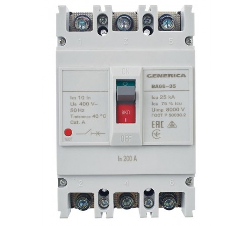 Выключатель автоматический ВА66-35 3Р 200А 25кА  SAV30-3-0200-G  GENERICA