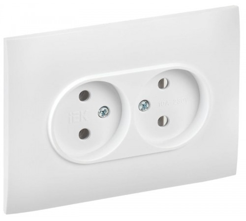 SKANDY Розетка 2-местная без заземления без защитных шторок 10А в сборе SK-R10W арктический белый  SK-R20-10-K01-F  IEK