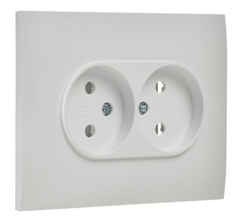 SKANDY Розетка 2-местная без заземления без защитных шторок 10А в сборе SK-R10W арктический белый  SK-R20-10-K01-F  IEK