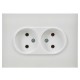 SKANDY Розетка 2-местная без заземления без защитных шторок 10А в сборе SK-R10W арктический белый  SK-R20-10-K01-F  IEK