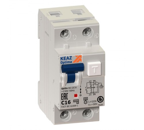 Выключатель автоматический дифференциального тока OptiDin D63-21C40-A-УХЛ4 2п 40А C 10мА тип A  103504  КЭАЗ