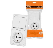 Блок комбинированный БКВР 2-х кл. выкл + розетка с/з  SQ1813-0008  TDM