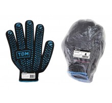 Перчатки х/б с ПВХ "Протектор", черные, 10, 1 пара,  SQ1016-0202  TDM