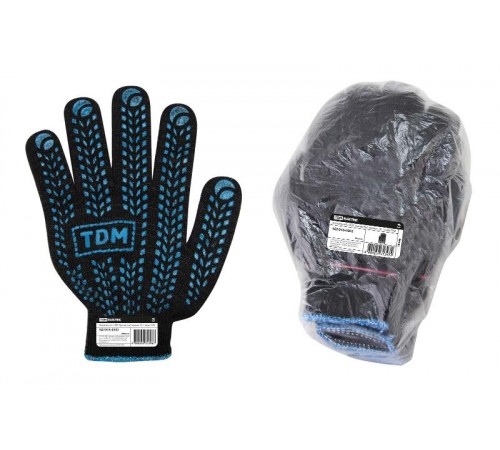 Перчатки х/б с ПВХ "Протектор", черные, 10, 1 пара,  SQ1016-0202  TDM