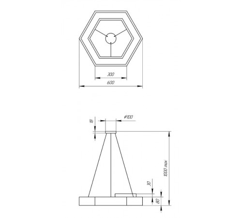 Светильник светодиодный Geometria Hexagon SPO-123-W-40K-045 45Вт 4000К 2500Лм IP40 600*600*80 белый подвесной  Б0050554  ЭРА