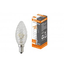 Лампа накаливания ЛОН 40Вт E14 230В свеча витая прозрачная  SQ0332-0013  TDM