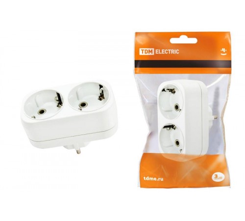 Блок на 2 гнезда 2П+З плоский 16А 250B   SQ1806-0026  TDM