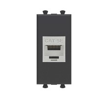 Компьютерная розетка RJ-45 без шторки модульная, кат.5е экранированная, "Avanti", "Черный матовый", 1 модуль  4412761  DKC