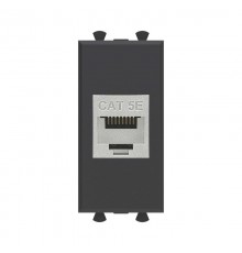 Компьютерная розетка RJ-45 без шторки модульная, кат.5е экранированная, "Avanti", "Черный матовый", 1 модуль  4412761  DKC