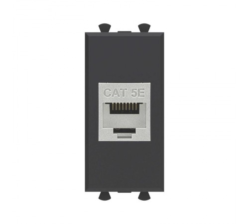Компьютерная розетка RJ-45 без шторки модульная, кат.5е экранированная, "Avanti", "Черный матовый", 1 модуль  4412761  DKC