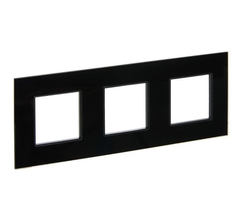 SKANDY Рамка 3-местная SK-F23Bl стекло черный   SK-M32-G-K02  IEK