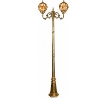 Светильник садово-парковый PL3808 2*60W 230V E27 600*220*2310мм черное золото (столб 2,29M)  11385  FERON