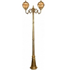 Светильник садово-парковый PL3808 2*60W 230V E27 600*220*2310мм черное золото (столб 2,29M)  11385  FERON