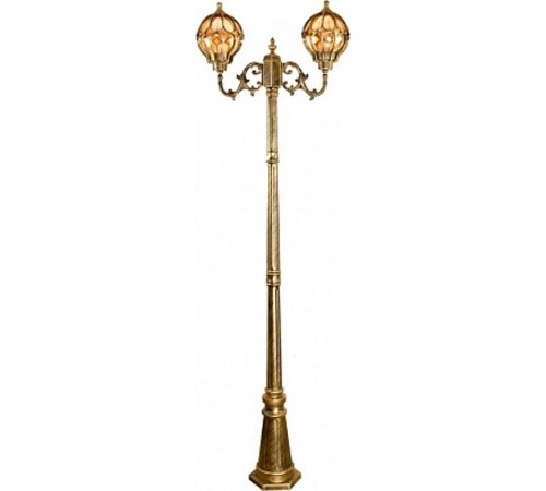 Светильник садово-парковый PL3808 2*60W 230V E27 600*220*2310мм черное золото (столб 2,29M)  11385  FERON